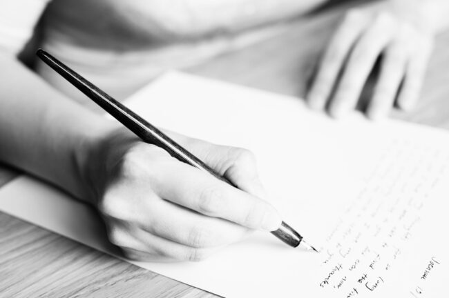 Writing,Letter,To,A,Friend.,Selective,Focus,And,Shallow,Depth