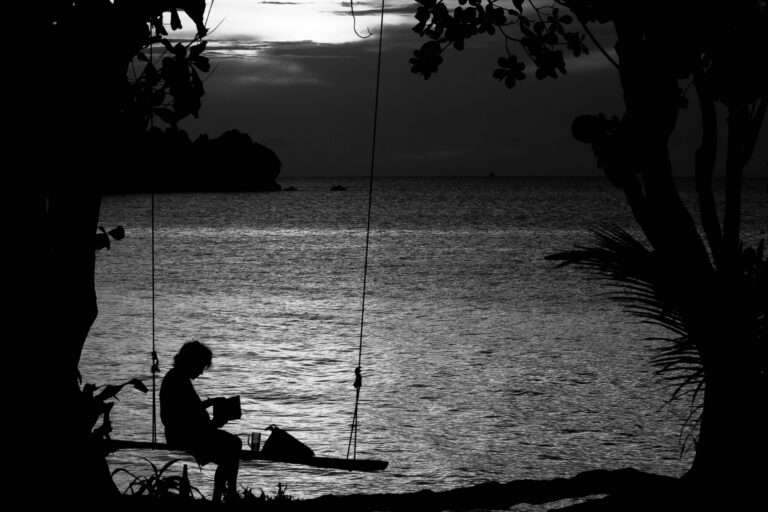 Woman,On,Swing,By,Sunset